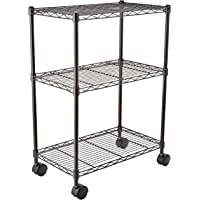 AmazonBasics - Estantería de 3 baldas- con ruedas - Negro